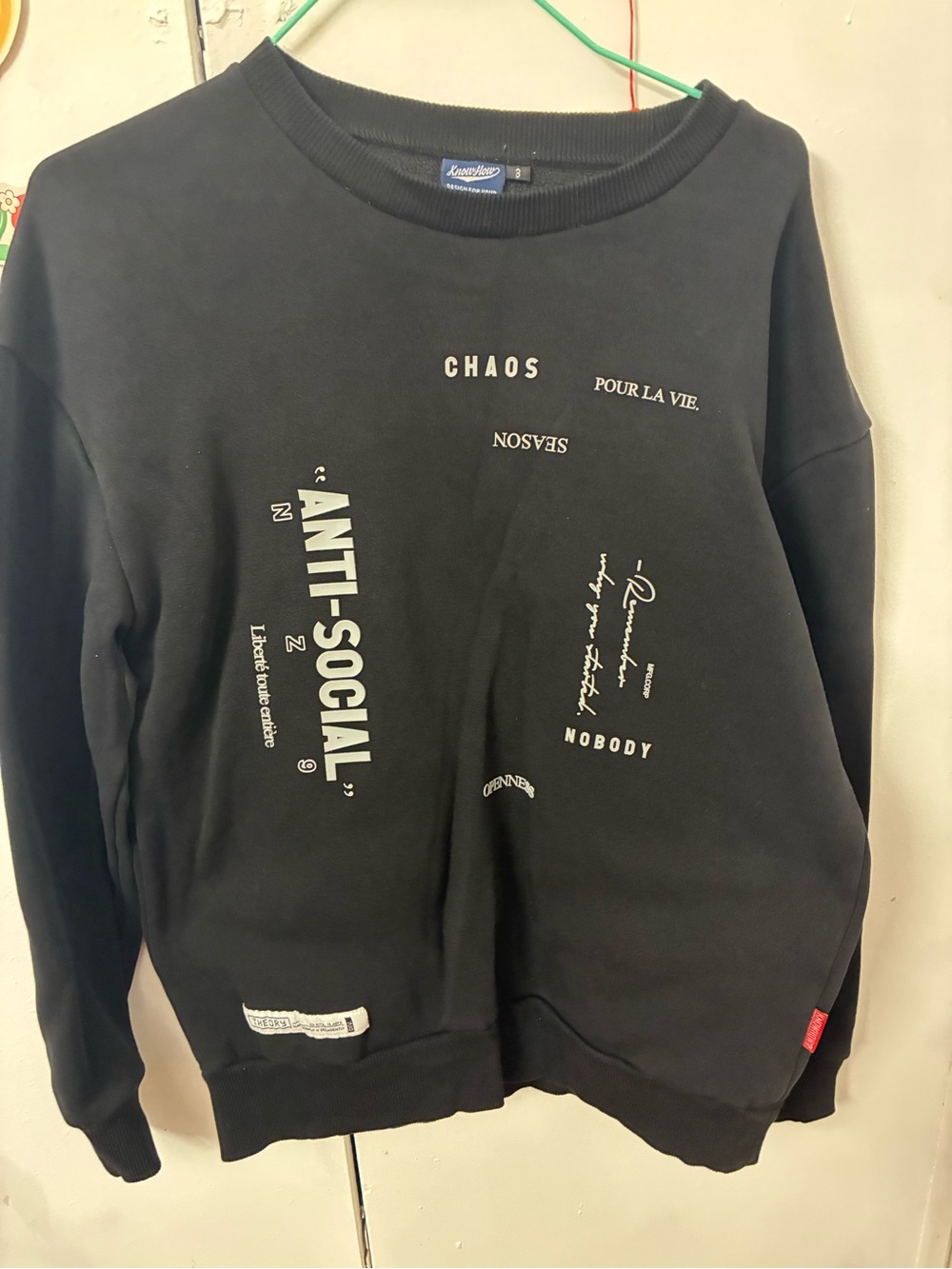 Black Graphic Crewneck Sweater - Anti-Social Print
